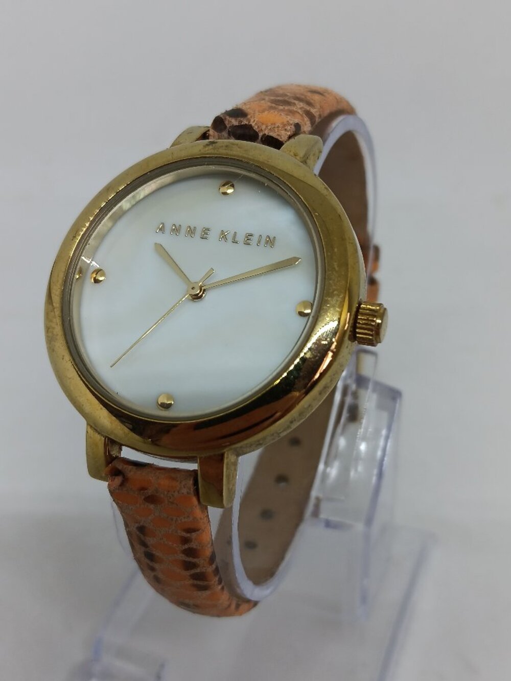 Anne Klein AK/1236S Women's 36mm Gold Tone MOP Dial Quartz Watch NEW BATTERY